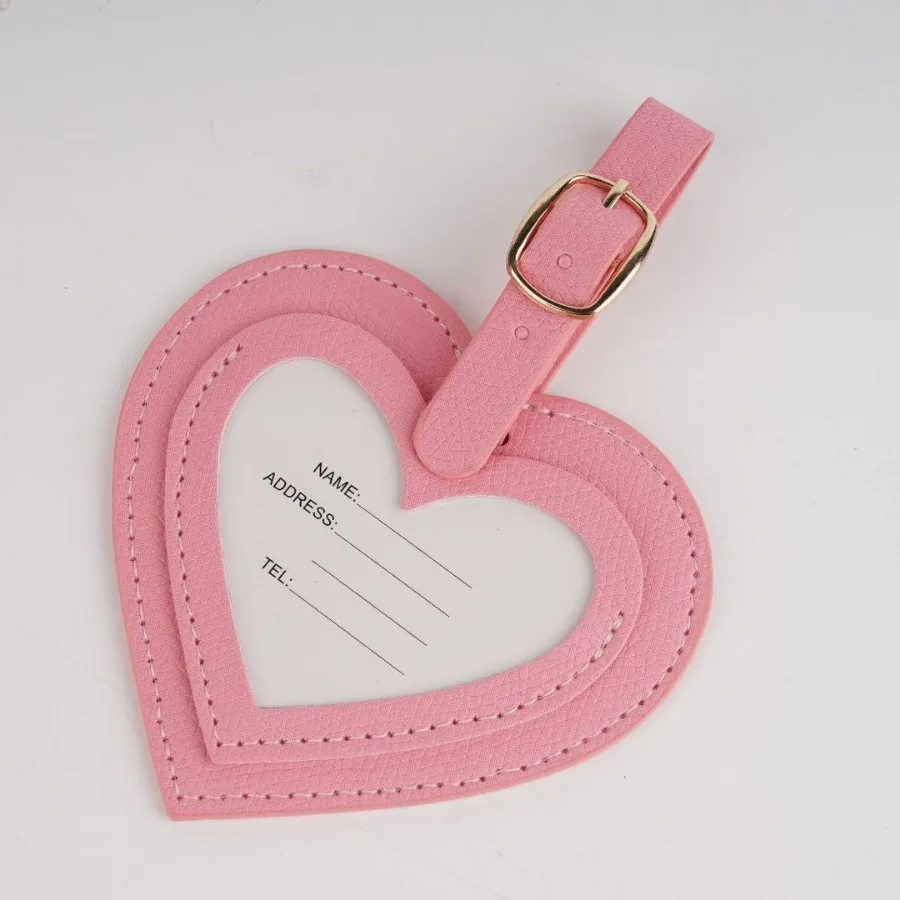 New Style Heart PU Leather Luggage Tag Travel Accessories Suitcase ID Address Name Holder Baggage Boarding Tag Portable Label