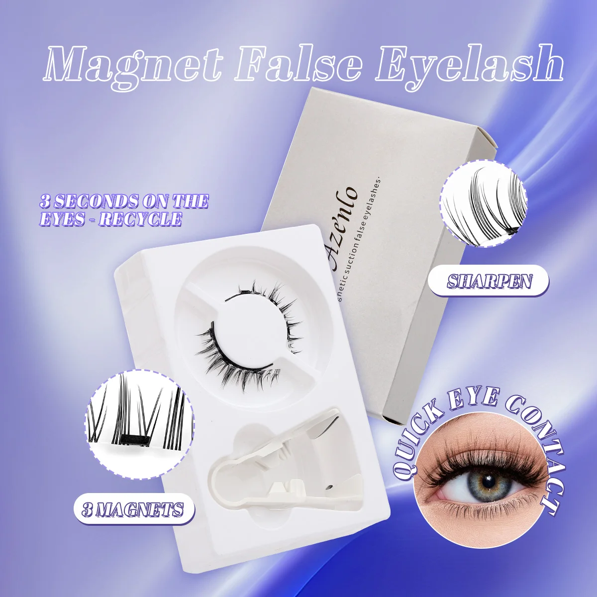 3D natürliche magnetische Wimpern mit 3 magnetischen Wimpern wieder verwendbare magnetische falsche Wimpern tragbares kosmetisches Werkzeug