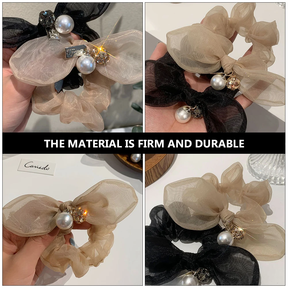 

Bow Headdress Scrunchies Lightweight Smooth Pearl Hair Bands Rope Decorative Ties Women Headdress Gift Birthday Holiday New Year