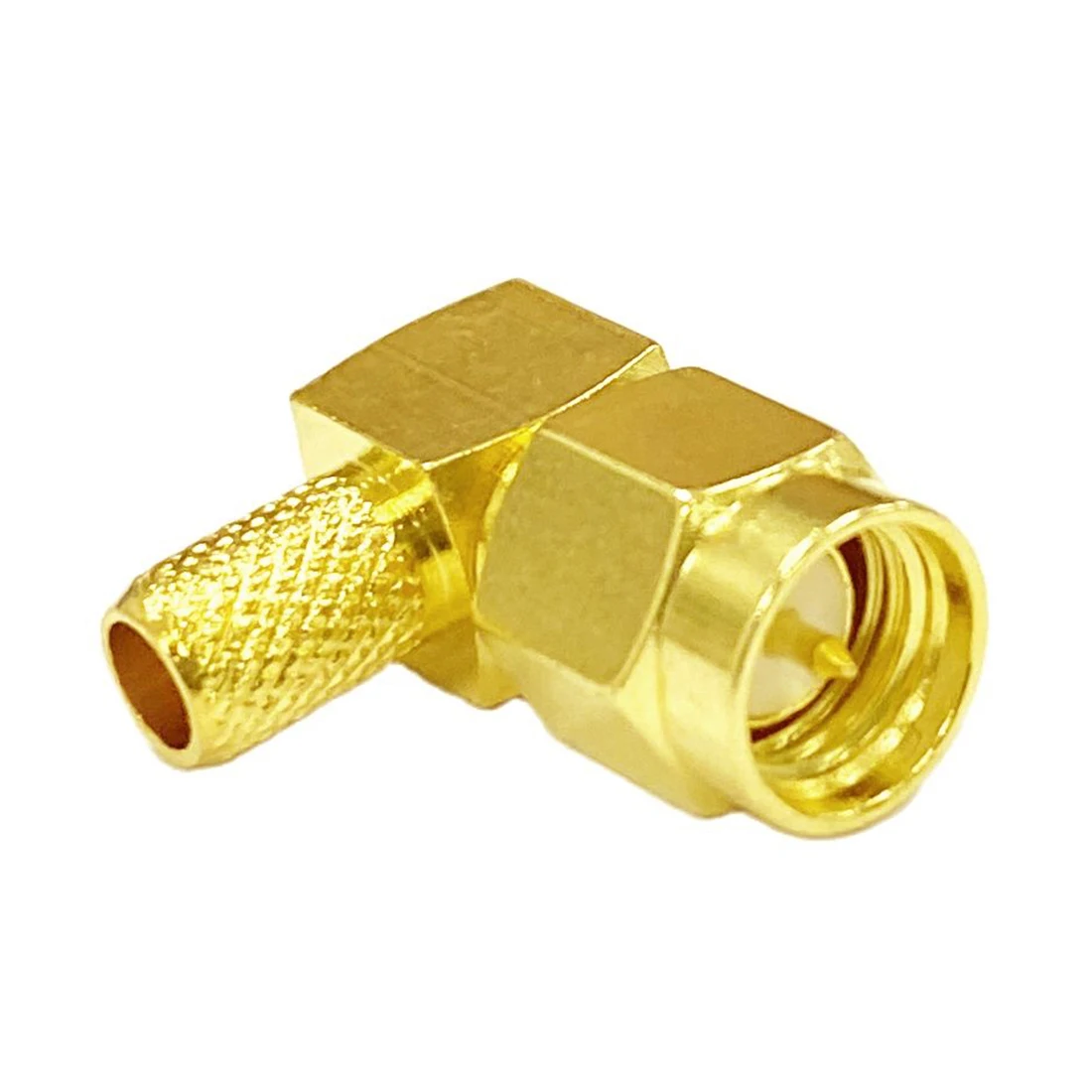 1pc  New SMA Male Plug RF Coax Connector Right Angle Type 90-Degree Crimp For RG58 LMR195 Cable Goldplated Wholesale