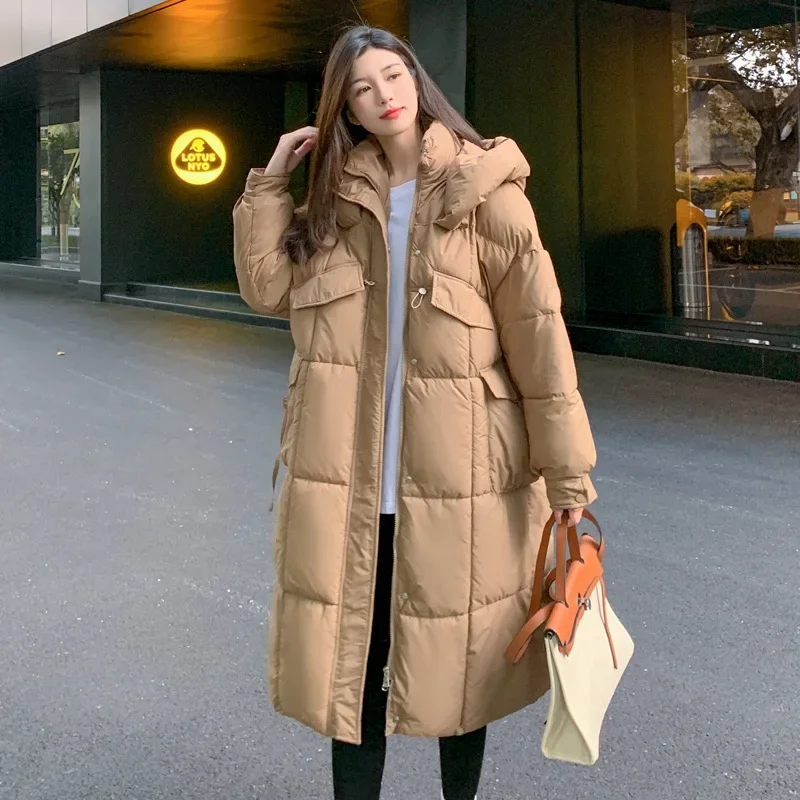 Autumn and winter new trendy hooded extended down cotton coat simple casual ins style jacket women\'s warm jacket