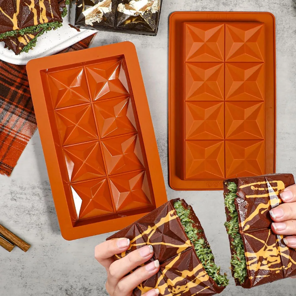 Chocoladereepvorm diep met 10 stuks zakken Dikke dubai-chocoladevorm voor gevulde barvulling Pistache Break Apart Chocoladereep