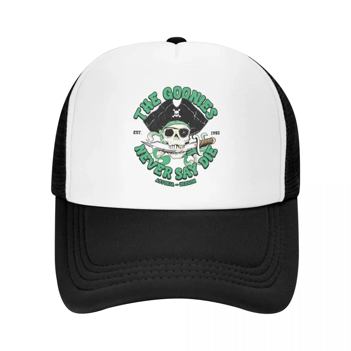 personalizado-the-goonies-skull-pirates-never-say-die-trucker-hat-adulto-bone-de-beisebol-ajustavel-para-homens-e-mulheres-protecao-solar-chapeu-de-pai