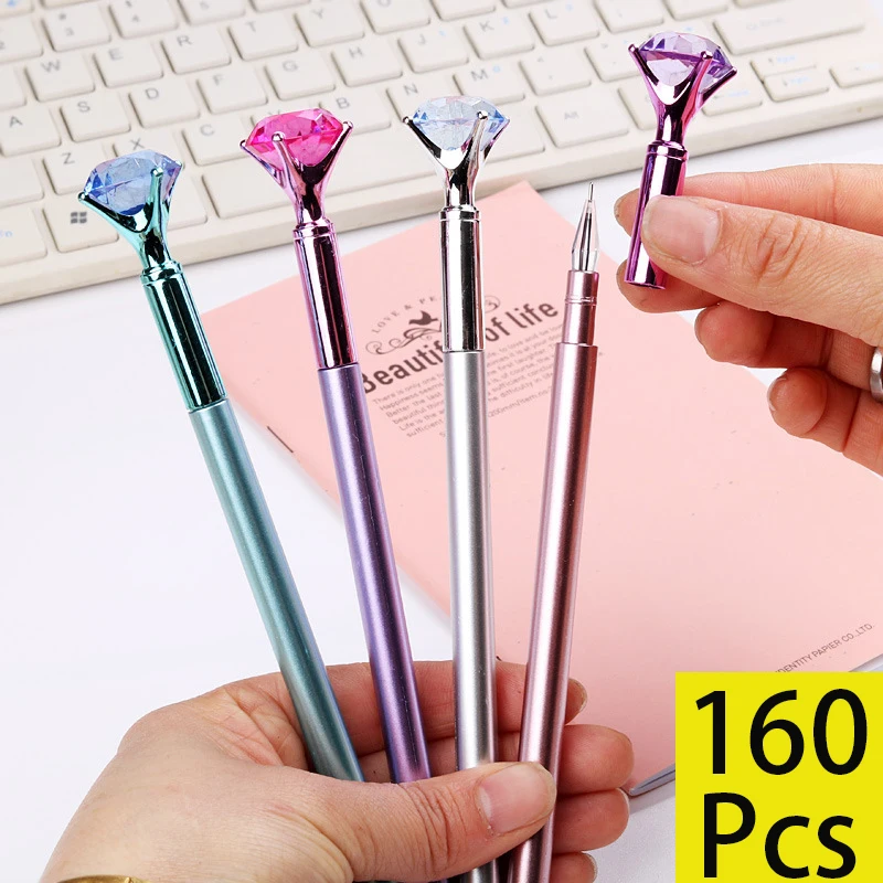 

160Pcs Diamond Pens Kawaii Crystal Diamond Ballpoint Pen Gel Ink Pen Student Pens Rollerball Pens For Student Gift Stationery