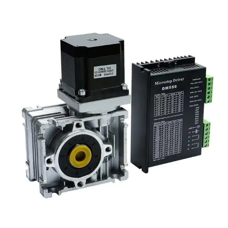 Nema23 Stepper Motor Worm Gearbox RV030 Speed Reducer With 14mm Output 3A 56MM 1.2NM 172Oz-in DM542 Driver Kit Convert CNC Route