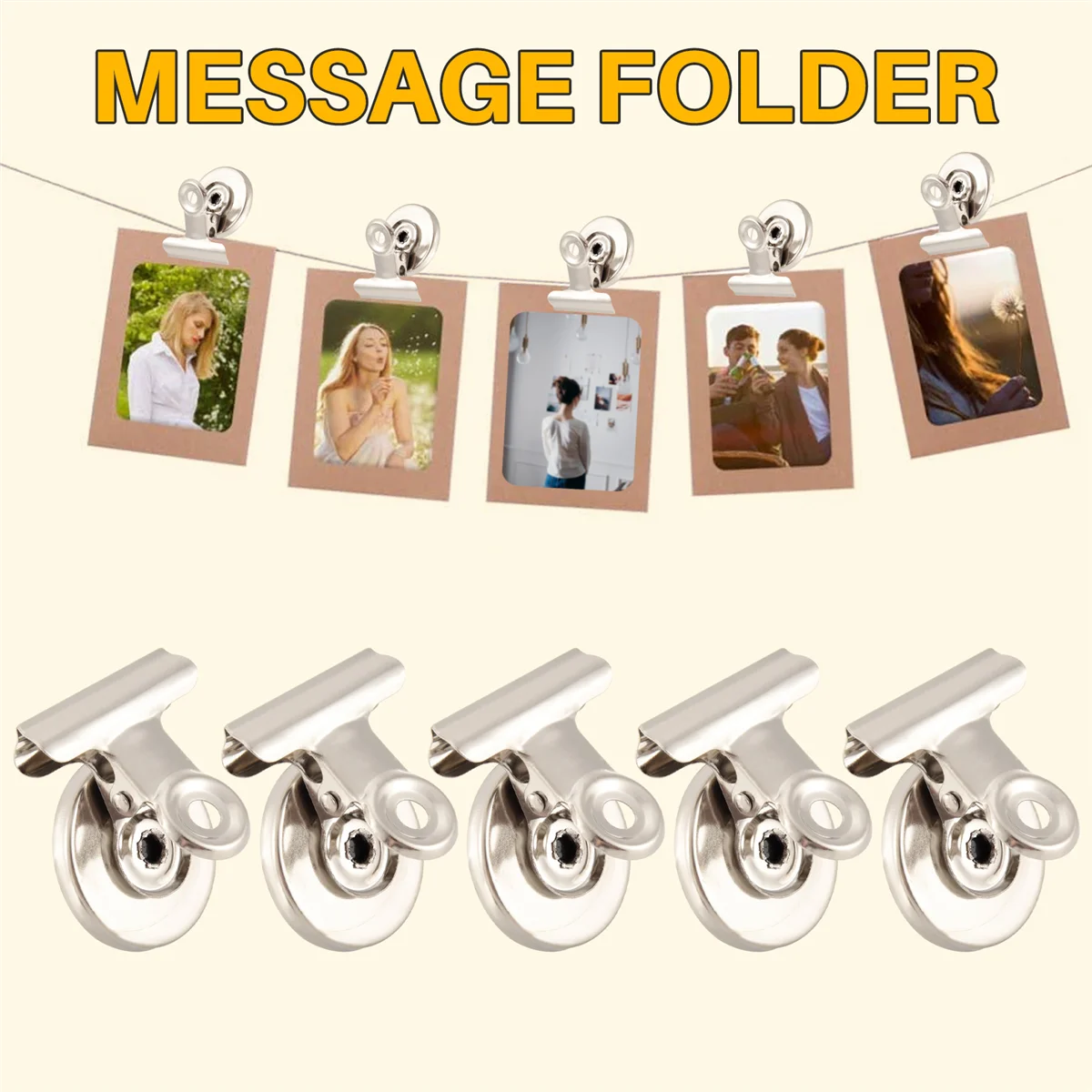 5 ชิ้นตู้เย็นแม่เหล็กคลิปข้อความผู้ถือจับแม่เหล็กโฮมออฟฟิศโลหะ GSY