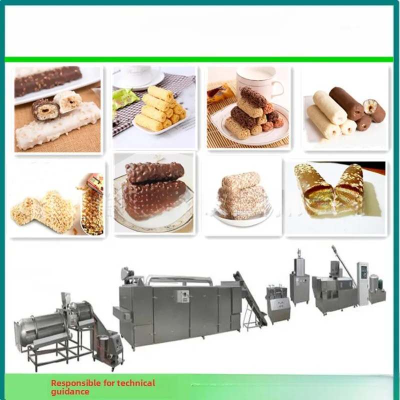 Filled Chocolate Cracker Sandwich Rice Cake Production Line Food Puffing Machine Small Food Puffing Machine