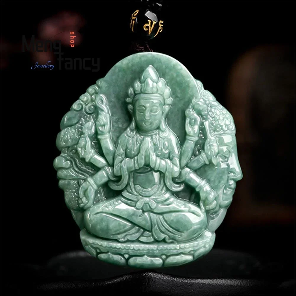 

Natural A-goods Jadeite Thousand Hands Goddess of Mercy Jade Pendant Rat Zodiac Guardian God of Destiny Buddha Fashion Jewelry