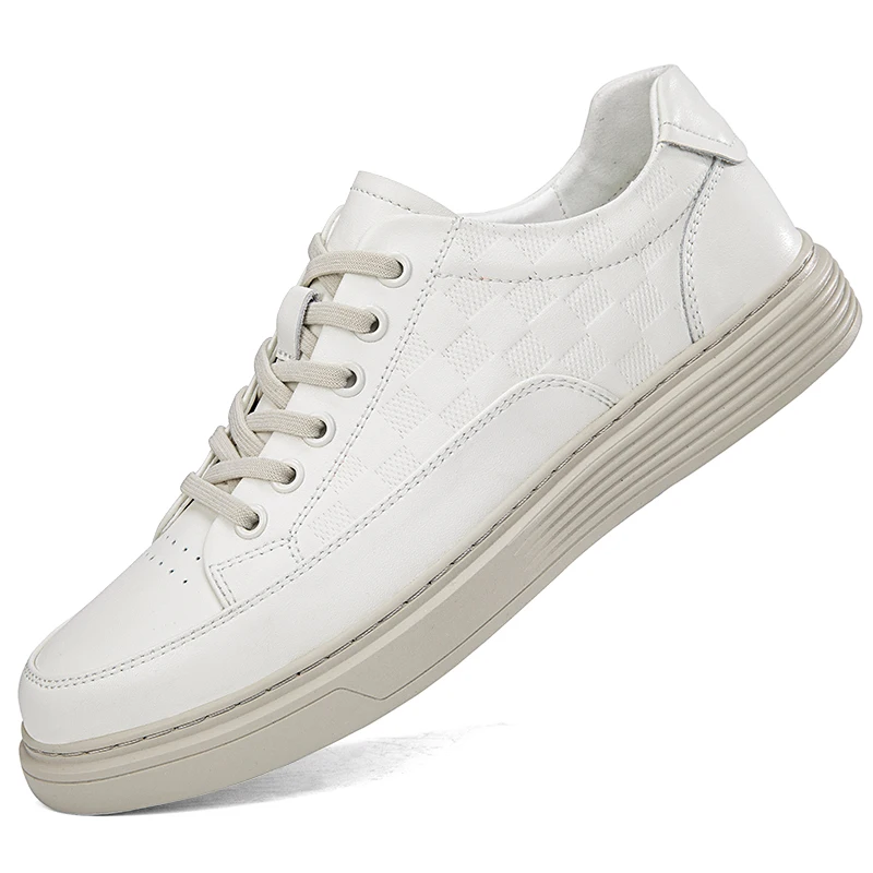 

Men's Shoes, Summer Casual Leather Shoes, Business Genuine Leather, Thick-soled Sports White Sneakers, Versatile Sneakers