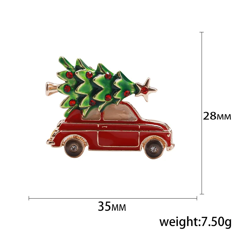 Christmas Tree Enamel Brooches for Women Metal Red Car Casual Party Office Brooch Pins Jewelry Party Christmas Day Gifts