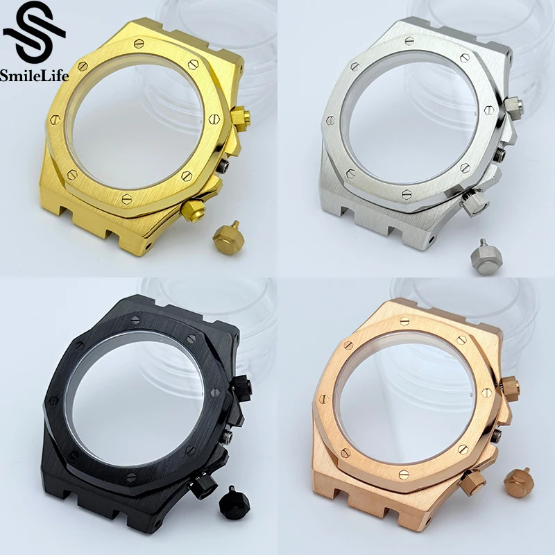 

SmileLife 316L Steel 42mm Watch Case Fit Quartz VK63 VK64 Movement Watch Case Strap Sapphire Crystal Watch Repair Part