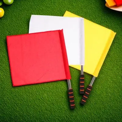 

3pcs Traffic Signal Flags Flags For Sports Referee Warning Hand Waving Flag Lightweight Stainless Steel Pole Outdoor