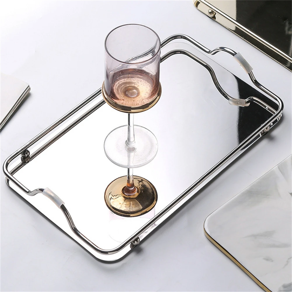 

Поднос из нержавеющей стали, поднос для хранения чашек для чайника, украшение для дома и кухни, цветная прямоугольная тарелка для десерта, еды, скандинавская металлическая посуда