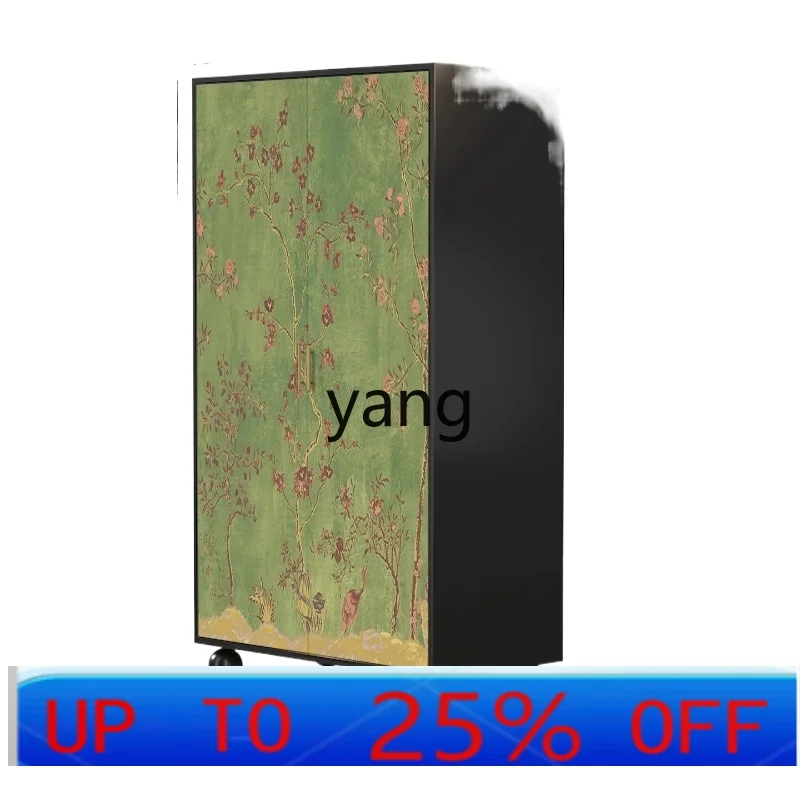 

LMM retro green flower and bird independent wardrobe bedroom room against the wall multi-layer storage creative locker