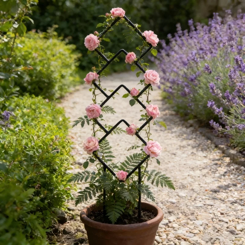 1pc Modern Diamond-Shaped Plant Stand Indoor Climbing Plants Supports Iron Stand For Ironwood Ivy Roses Gardening Accessories