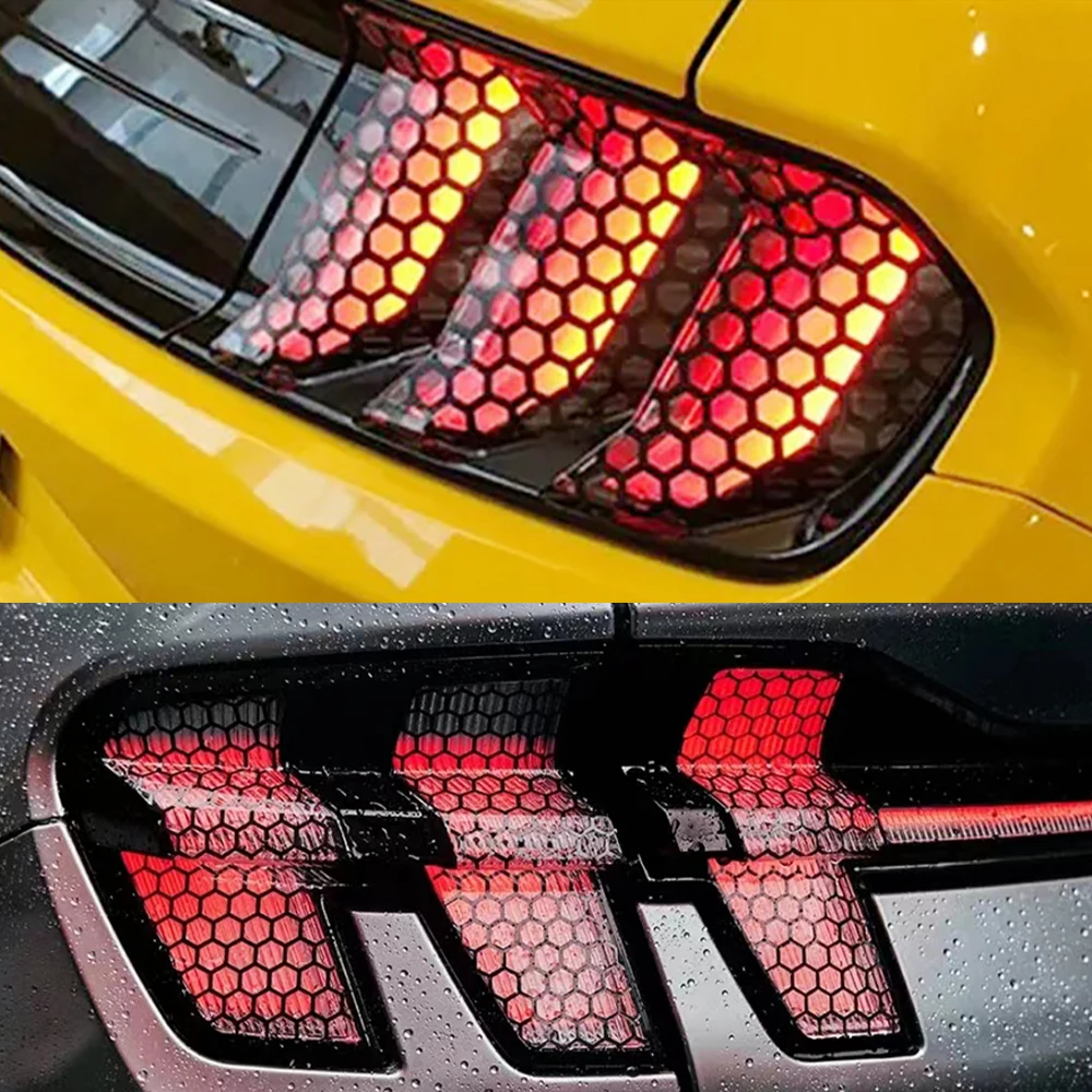 Car Front Rear Tail Light Lamp Honeycomb Stickers 48cmx30cm Universal Auto Stylish Tail Lights Film Protector Car Accessories