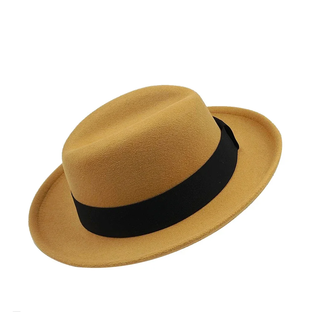 2023 na co dzień moda klasyczna jesień z krótkim rondem filcowy kapelusz Fedora mężczyzn jednolity kolor Panama Top w stylu Vintage kapelusz zimowy