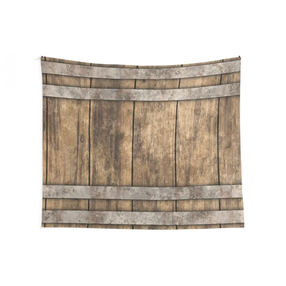 Rustic Wooden Barrel Barnhouse Planks Background Tapestry Room Aesthetic Decor For Bedroom Tapestry