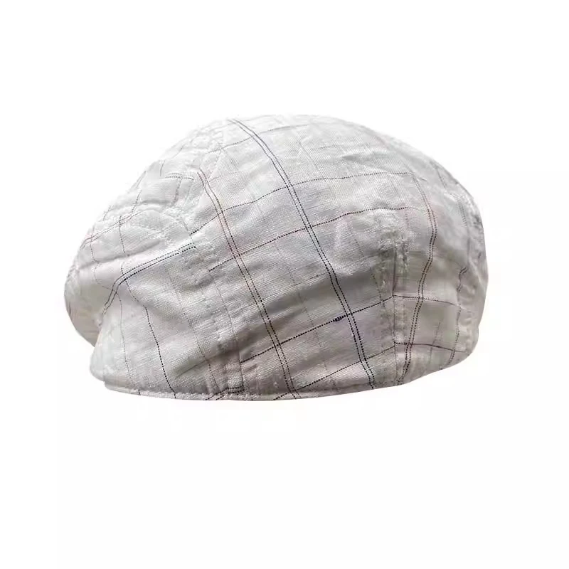 Spring Summer Linen Newsboy Cap New White Breathable Beret Men\'s Women\'s Literary Retro Hat England Hats Male Hats 46