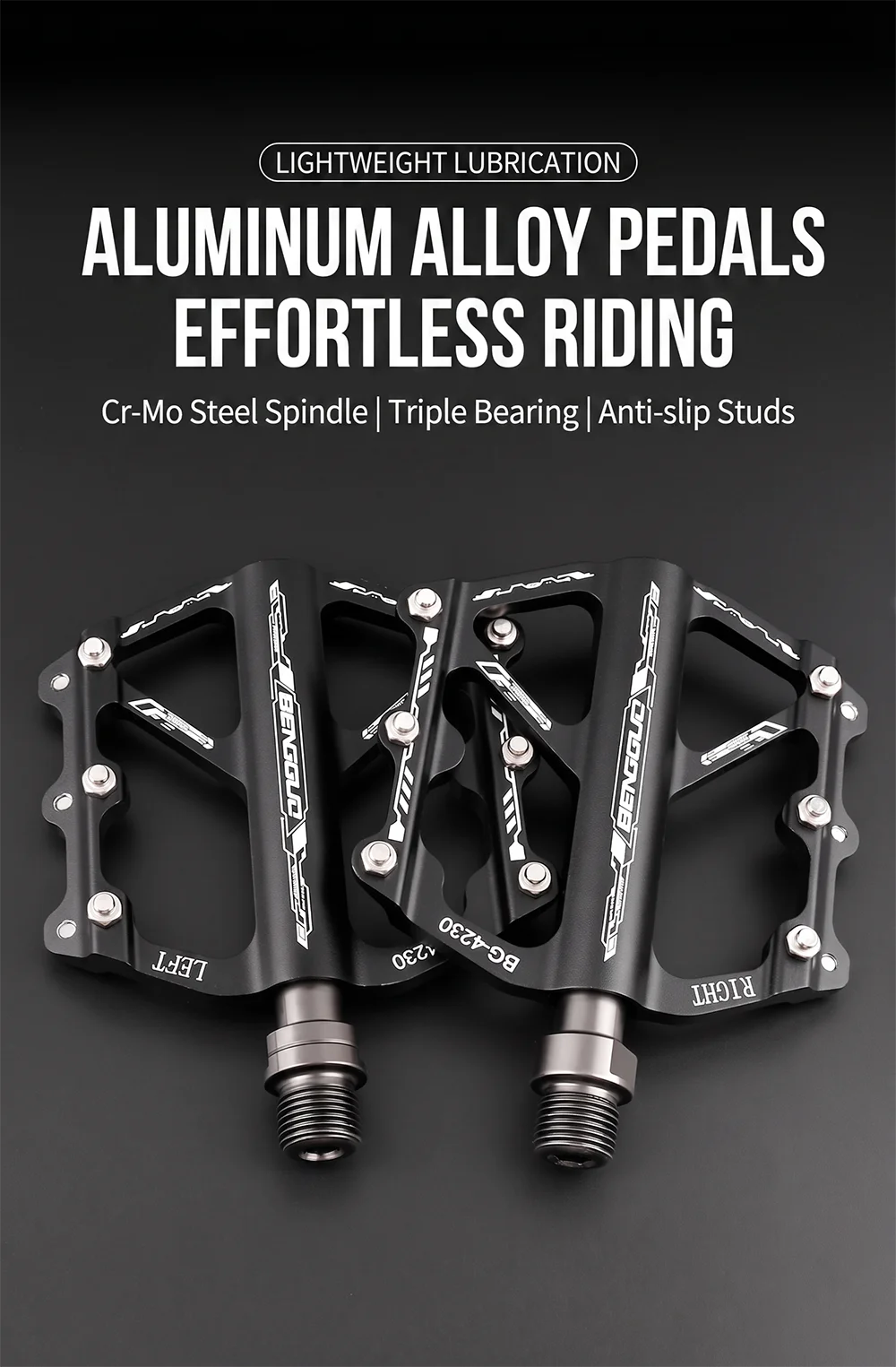 3-Lager-Pedal aus Aluminiumlegierung für Mountainbike und Rennrad, Chrom-Molybdän-Stahlachse, rutschfeste, verbreiterte Pedalbasis – Detail 1