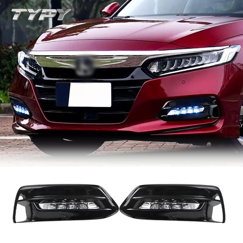 

Car Modified Three Color LED DRL Daytime Running Light With Yellow Turning Signal Fog Lamp For Honda 10th Accord 2018-2021