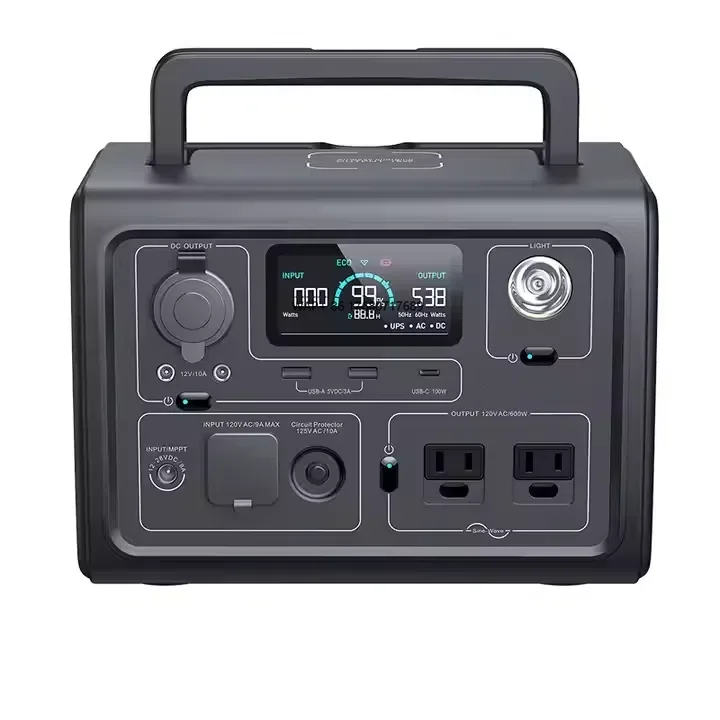 

Portable 600-watt power plant solar generator for outdoor camping with 220 volts AC and USB-C emergency backup battery