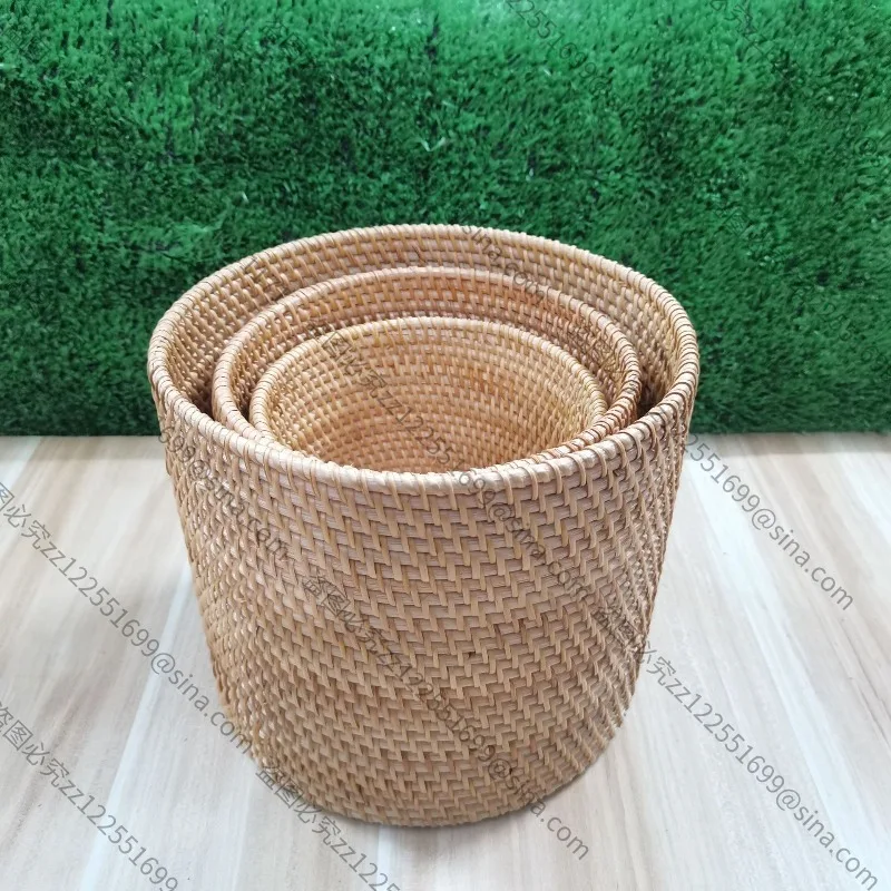 Suitable for True Vine Weaving StorageFlower Pot Weaving DriedFlower Living Room RoundFlower Bucket Gardening Flower Basket