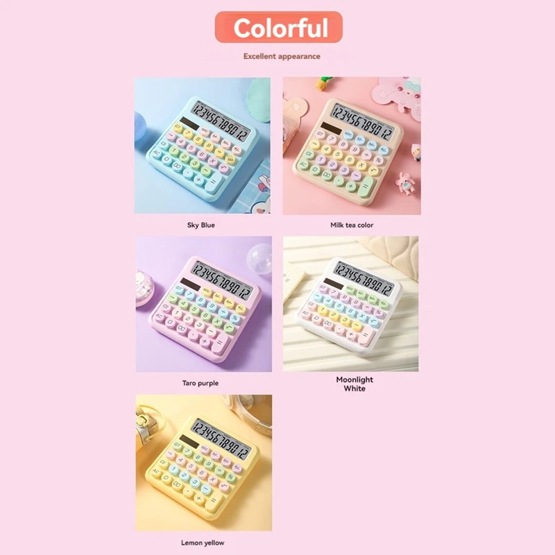 Calculadora de mesa colorida para escritório e escola, papelaria para estudantes, ideal para cálculos