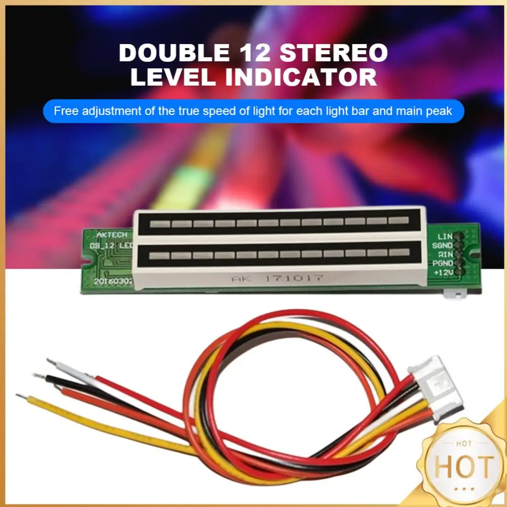 Dual Channel 12 Bit LED Music Spectrum Level Indicator Light Adjustable Light Speed Audio Music VU Level Indicator Meter 7-12V