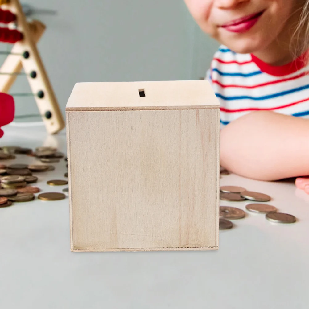 6 stuks houten spaarpotten onvoltooide doe-het-zelf ambacht voor kinderen geldbesparende doos creatief schilderproject kinderen muntbank