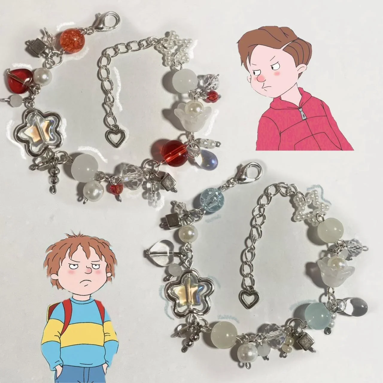 Handmade matching Horrid Henry & Ralph inspired bracelets ️