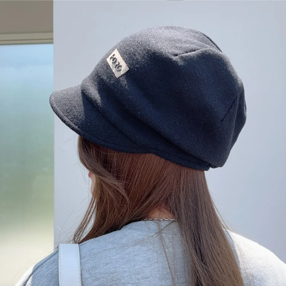 

Fashion Soft Knitted Hat Elastic Thickened Peaked Cap Korean Style Pullover Cap Cycling