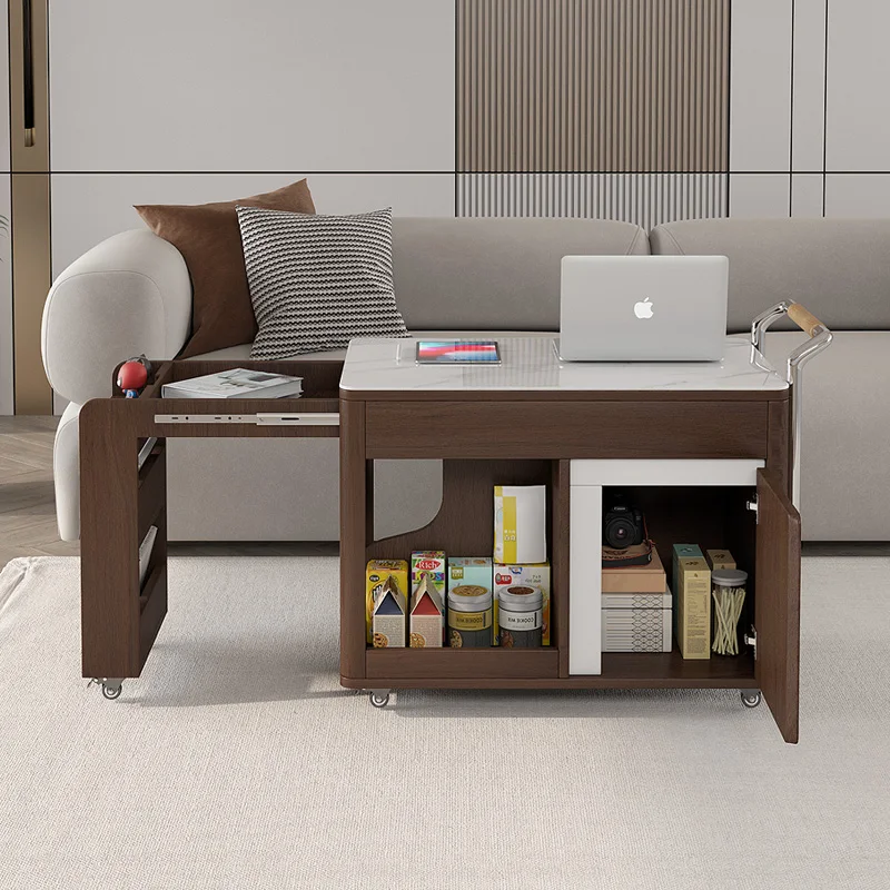 Premium Movable sofa side few surrounding stove making tea tea cabinet walnut Japanese trolley retractable folding