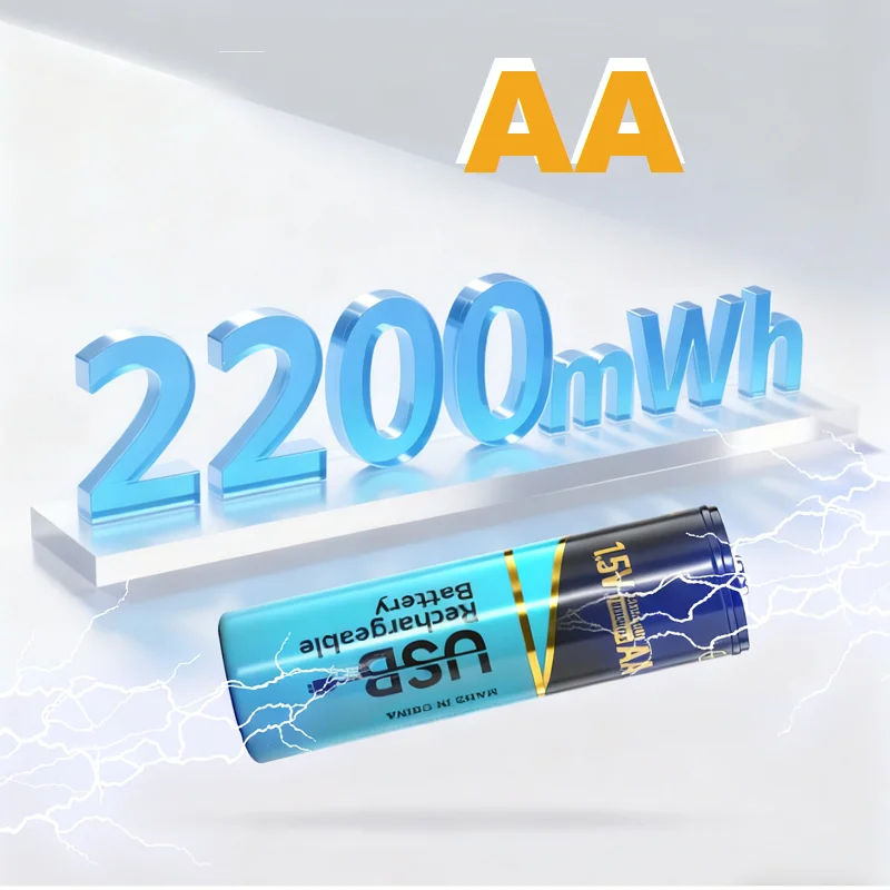 Wholesale AA Battery 1.5V 2200mWh Li-ion Dry cell For Electric Toy Remote Control, Fan, Fingerprint Door, Clock Type-c Charger