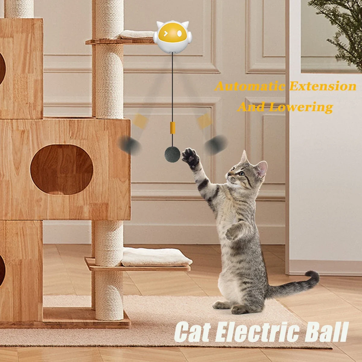 

Interactive Cat Electric Ball Toy Automatic Lifting Ball Training Rotating Teasing Cat Stick Interactive Puzzle Pet Toy Cat Ball