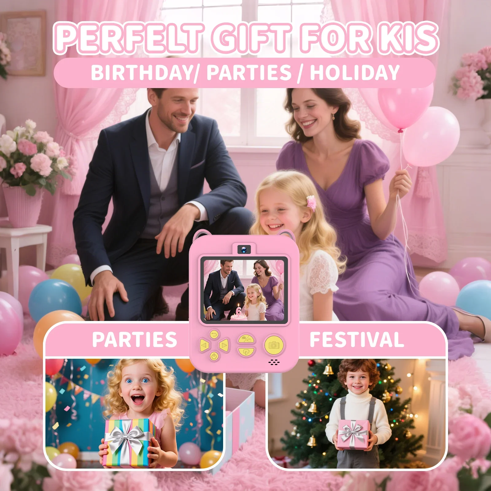 Digitale Instant Print-fotocamera voor kinderen, mini-thermische printer, videorecorder, educatieve digitale kindercamera