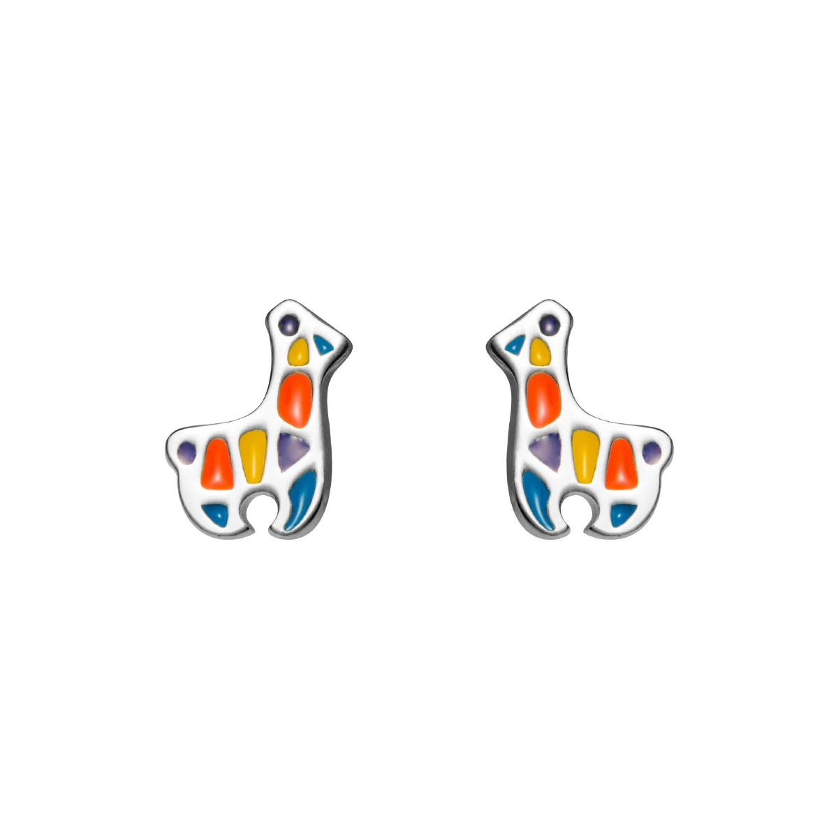 Modian Hot Sale Real 925 Sterling Silver Elegant Multicolor Enamel Horse Stud Earrings For Women Silver Fashion S925 Jewelry