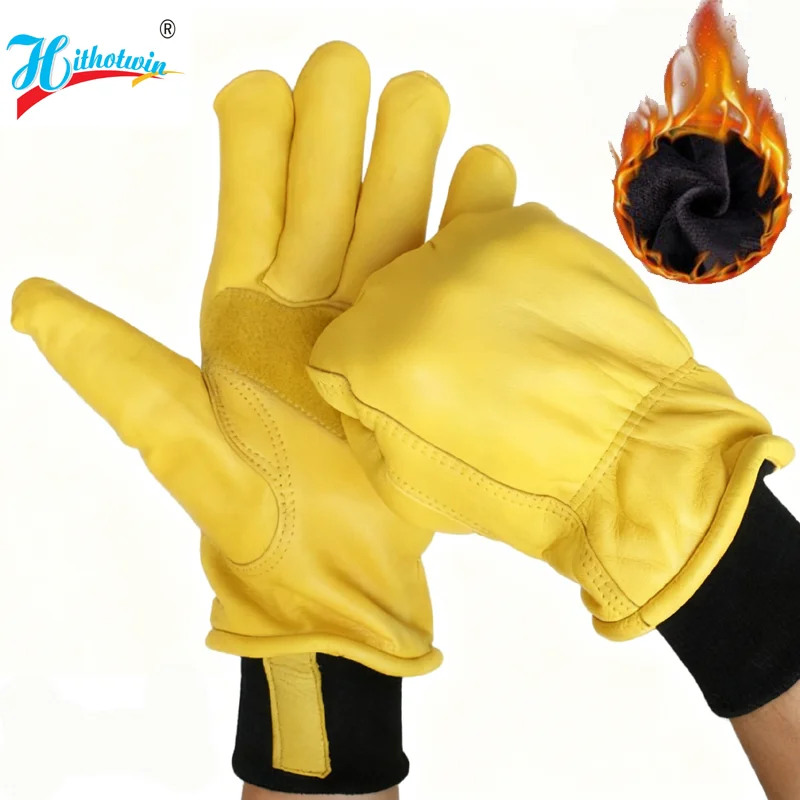 

Зимние перчатки мужские теплые из воловьей кожи на флисовой подкладке для катания на лыжах, мотоцикла, езды на велосипеде, сноуборде