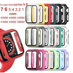 Glass+cover For Apple Watch Case series 8 7 6 5 4 3 SE 44mm 40mm 45mm 42-38-41mm bumper Screen Protector apple watch Accessories