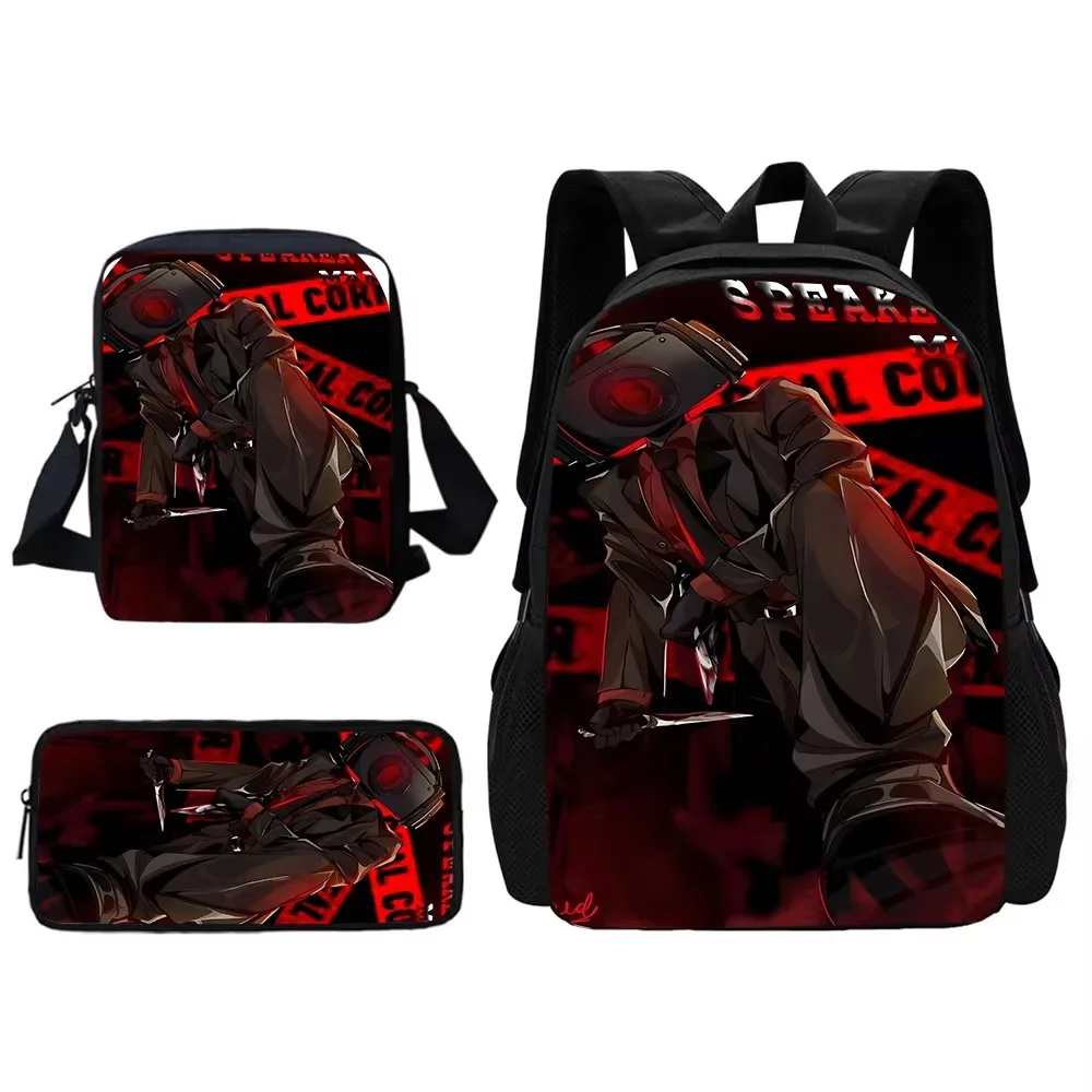 3 pcs set Skibidi Toilet Toilet School Child School Backpack With Shoulder Bag Pencil Bags School Bags for Boys Girls Best Gift