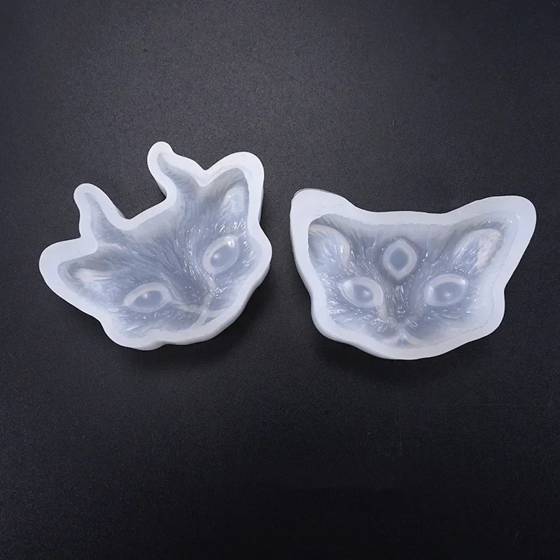 Molde de silicona transparente para Tartas, molde con cabeza de 2/3 ojos de diablo y gatos, para hacer pasteles, resina epoxi artesanal, pegamento, novedad