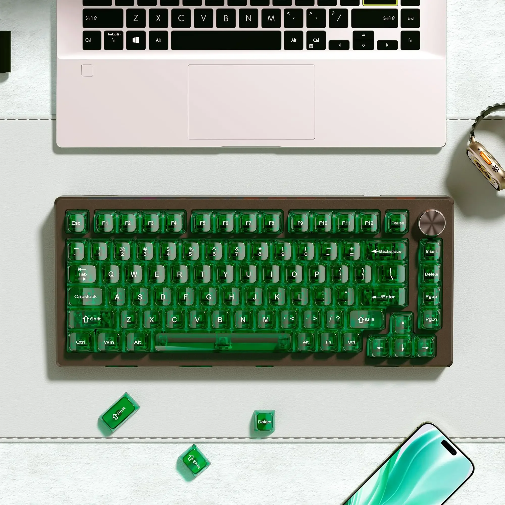 

115 клавиш, профиль MDA, чернила, зеленые, полностью прозрачные колпачки для ПК, прозрачные колпачки для клавиш с УФ-принтом и RGB-подсветкой для переключателей MX, игровая клавиатура