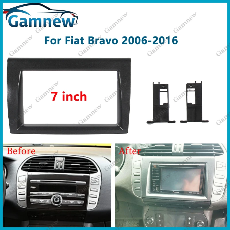 Panel de Radio Fascia de coche 2DIN de 7 pulgadas para Fiat Bravo 2006-2016 Kit de marco instalar placa frontal de Facia