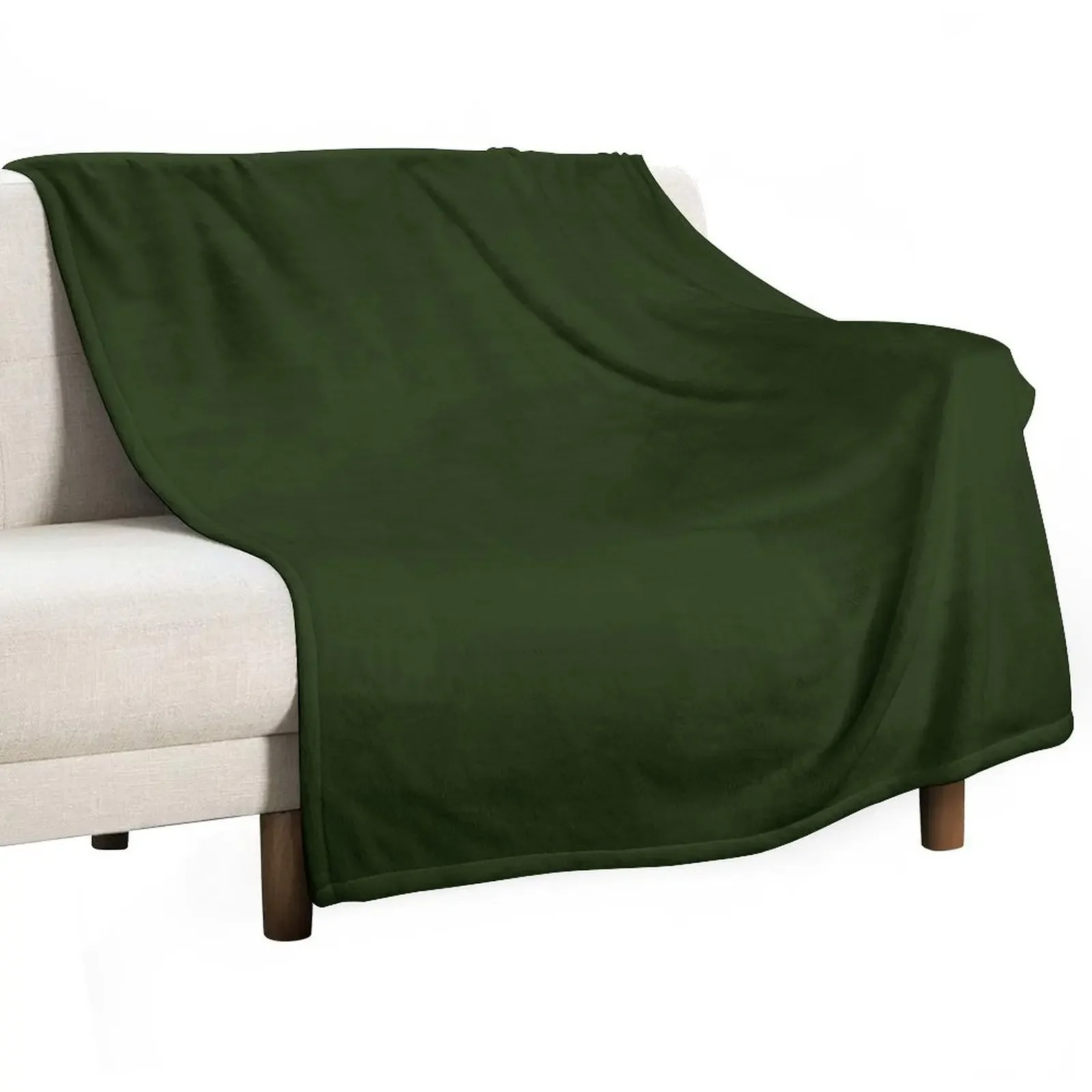 Plain color solid deep forest green Throw Blanket Polar Furry Winter beds Designers Blankets