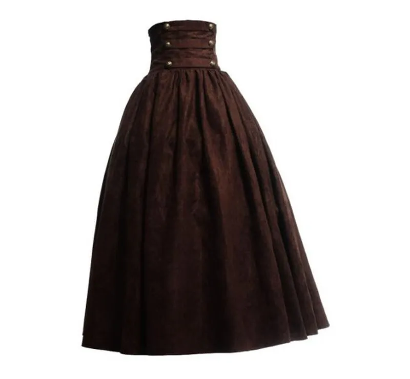 Nova mulher medieval elegante saia sólida altura da cintura idade média trajes renascentistas balanço do vintage saias plissadas na altura do joelho