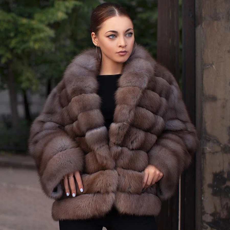 

Real Fox Fur Coat For Women Winter Natural Fox Fur Jacket Best Selling Ladies Short Coat New Outerwears