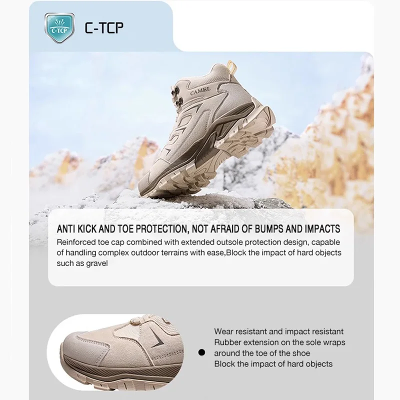 GOLDEN CAMEL Hiking Shoes for Men Women Winter Boots Anti-slip High-top Hiking Boots Plus Velvet Warm Outdoor Sports Shoes Climb