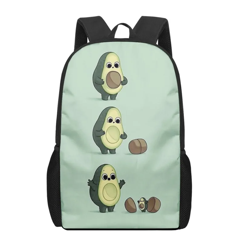 

Cartoon Cute Avocado Print Boys Girls School Bag Students Book Bag Teenager Casual Storage Backpacks Woman Men Travel Rucksacks