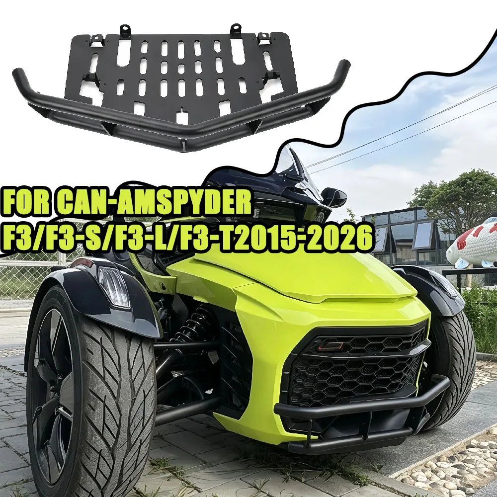 

For Can-Am Spyder F3 F3-S F3-L F3-T 2015-2026 New Black Aluminum Performance Tubular Front Bumper Guard With Skid Plate Cover
