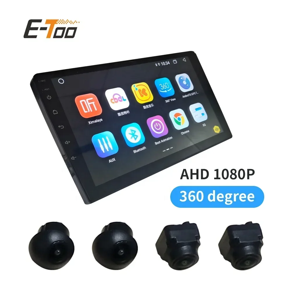 2026/Android 360 AHD Panoramic Camera Bird View Parking Security System Night Vision Wide Angle 180 Degree 360 View Car Camera